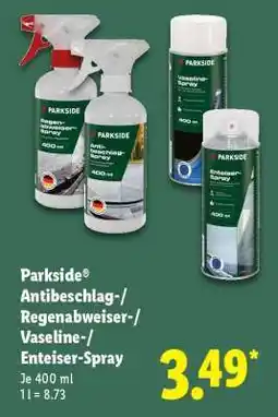 Lidl PARKSIDE Antibeschlag-/Regenabweiser-/Vaseline-/Enteiser-Spray Angebot