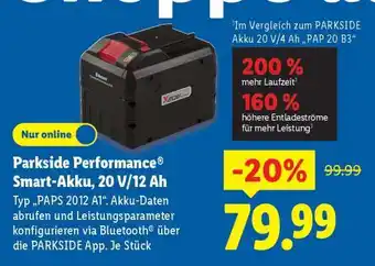 Lidl PARKSIDE PERFORMANCE Smart Akku 20 V/12 Ah Angebot