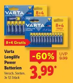 Lidl Varta Longlife Power Batterien Angebot