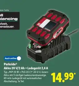 Lidl PARKSIDE Akku 20 V/2 Ah + Ladegerät 2,4 A Angebot