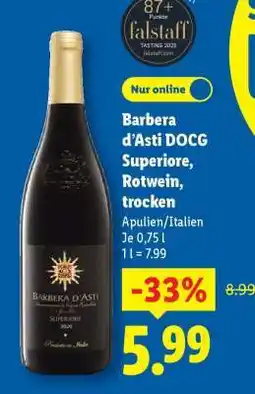 Lidl Barbera d’Asti DOCG Superiore, Rotwein, trocken Angebot