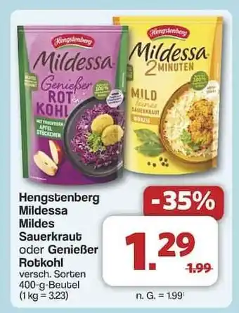 Famila Nord Ost Hengstenberg Mildessa Mildes Sauerkraut oder Genießer Rotkohl Angebot