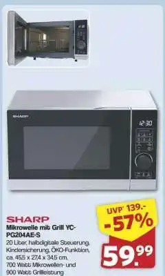Famila Nord Ost SHARP Mikrowelle mit Grill YC-PG204AE-S Angebot