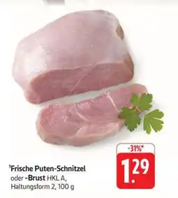 Edeka Frische Puten-Schnitzel oder -Brust HKL A, Haltungsform 2, 100 g Angebot