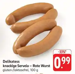 Edeka Delikatess knackige Servela-rote Wurst Angebot