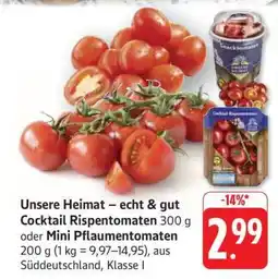 Edeka Unsere Heimat – echt & gut Cocktail Rispentomaten oder Mini Pflaumentomaten Angebot