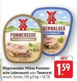 Edeka Rügenwalder Mühle Pommersche Leberwurst oder Teewurst Angebot