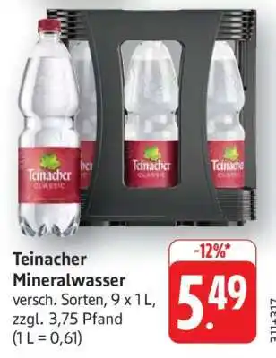 Edeka Teinacher Mineralwasser Angebot