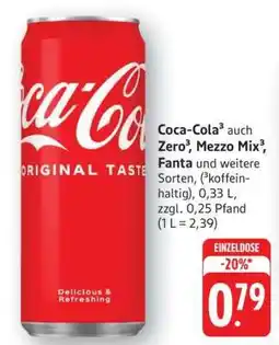 Edeka Coca-Cola, Zero, Mezzo Mix, Fanta Angebot