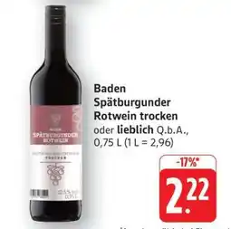 Edeka Baden Spätburgunder Rotwein trocken oder lieblich Q.b.A Angebot