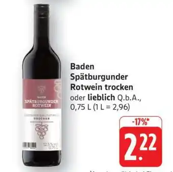 Edeka Baden Spätburgunder Rotwein trocken oder lieblich Q.b.A Angebot