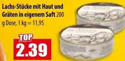 Mix Markt Lachs-Stücke mit Haut und Gräten in eigenem Saft Angebot