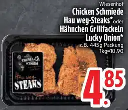 Edeka Wiesenhof Chicken Schmiede Hau weg-Steaks oder Hähnchen Grillfackeln Lucky Onion Angebot