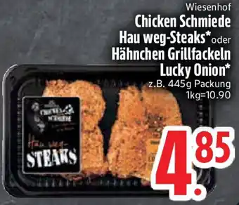 Edeka Wiesenhof Chicken Schmiede Hau weg-Steaks oder Hähnchen Grillfackeln Lucky Onion Angebot