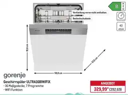 METRO gorenje Geschirrspüler ULTRA16BIWIFIX Angebot