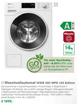 EP Miele Waschvollautomat WWB 380 WPS 125 Edition Angebot