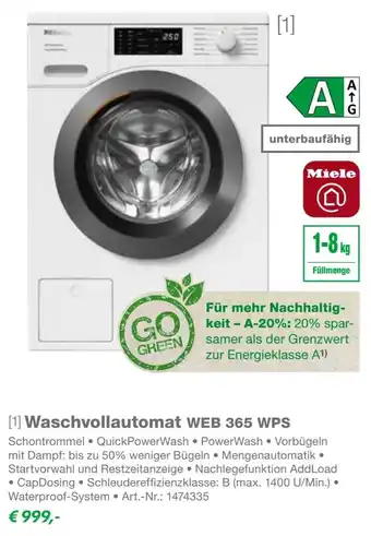 EP Miele Waschvollautomat WEB 365 WPS Angebot