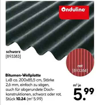 Hellweg Onduline bitumen-wellplatte schwarz oder rot Angebot