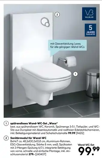 Hellweg Spülrandloses wand-wc-set „waco“ Angebot