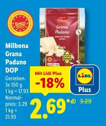 Lidl Milbona grana padano dop Angebot