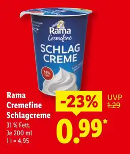 Lidl Rama cremfine schlagcreme Angebot
