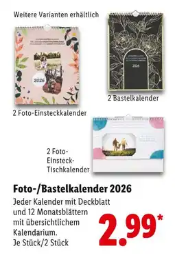 Lidl Foto-/bastelkalender 2026 Angebot