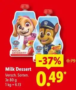 Lidl Milk dessert Angebot