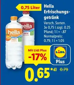 Lidl Hella erfrischungsgetränk pfirsich Angebot