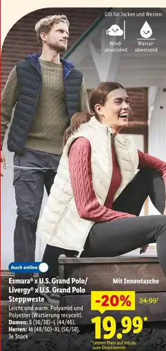 Lidl Esmara x u.s. grand polo steppweste damen Angebot