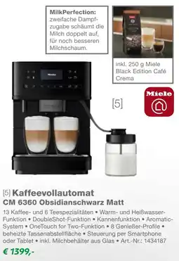 EP Miele Kaffeevollautomat CM 6360 Obsidianschwarz Matt Angebot