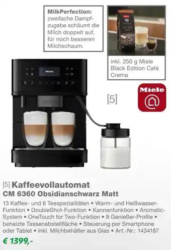 EP Miele Kaffeevollautomat CM 6360 Obsidianschwarz Matt Angebot