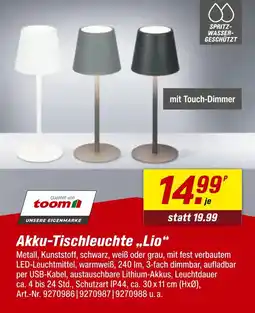 toom Baumarkt Toom akku-tischleuchte „lio“ Angebot