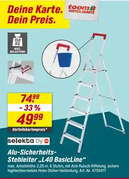 toom Baumarkt Selekta by toom alu-sicherheits-stehleiter „l40 basicline“ Angebot