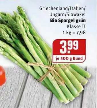 REWE Kaufpark Bio Spargel Grün 500g Angebot