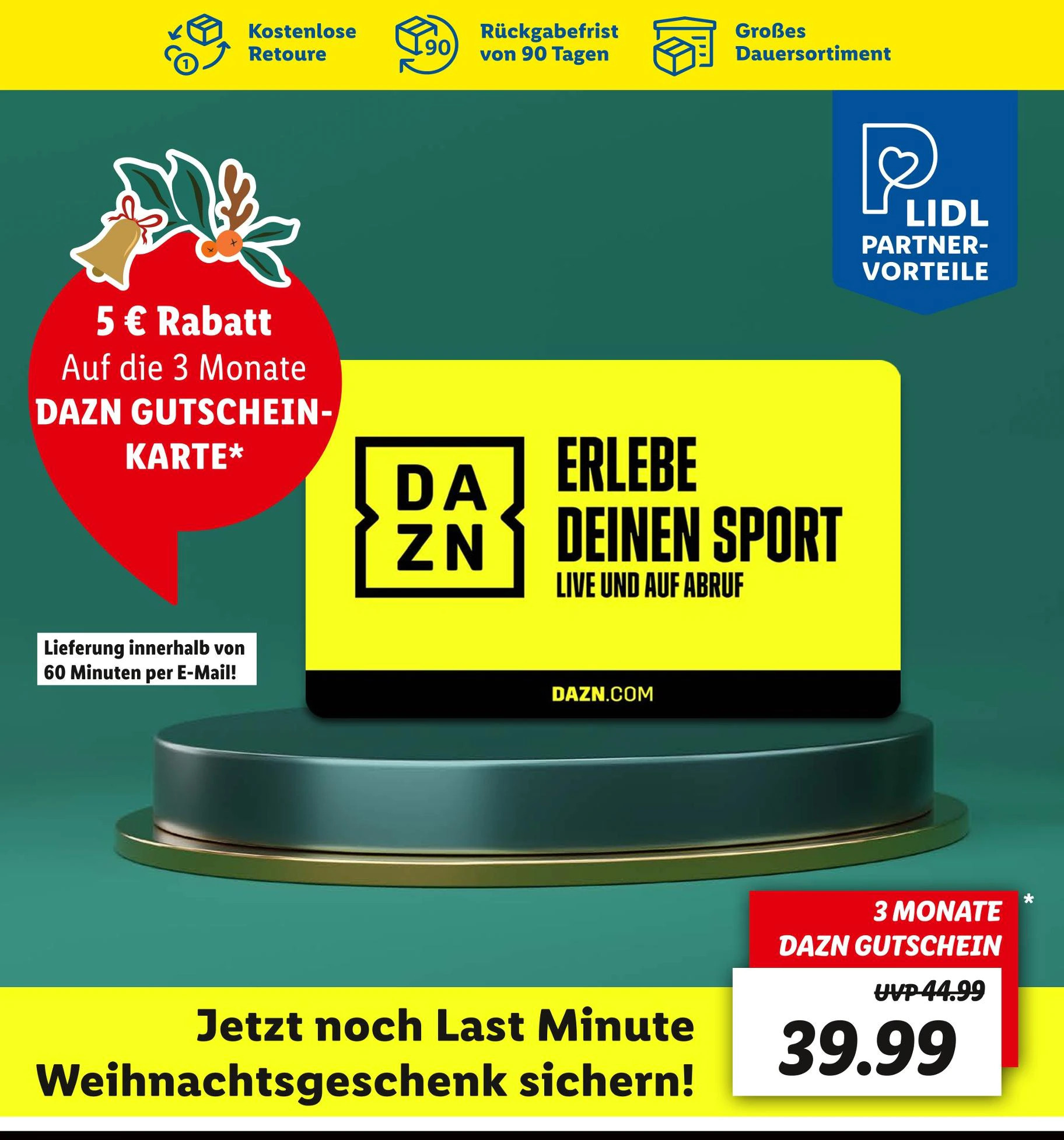 Dazn 3 monate gutschein Angebot bei Lidl