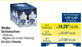 METRO Wodka Gorbatschow Angebot