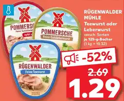 Kaufland RÜGENWALDER MÜHLE Teewurst oder Leberwurst Angebot
