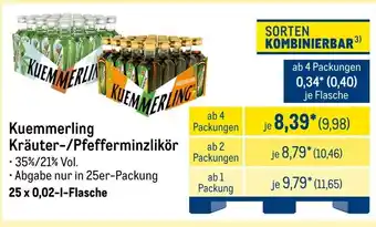 METRO Kuemmerling Kräuter-/Pfefferminzlikör Angebot