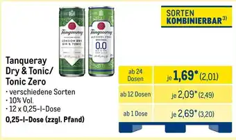 METRO Tanqueray Dry & Tonic/ Tonic Zero Angebot