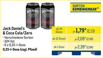 METRO Jack Daniel's & Coca Cola/Zero Angebot