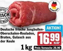 HIT Deutsche frische Jungbullen- Oberschalen-Rouladen, Braten, Gulasch aus der Keule Angebot