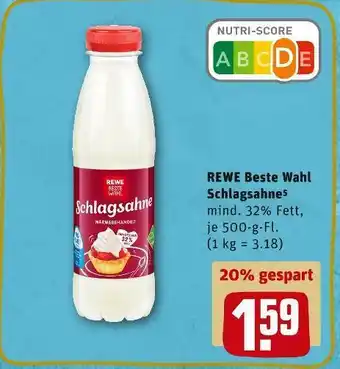 REWE Rewe beste wahl schlagsahne Angebot