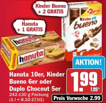 HIT Hanuta 10er, Kinder Bueno 6er oder Duplo Chocnut 5er Angebot