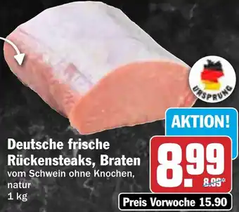 HIT Deutsche frische Rückensteaks, Braten Angebot