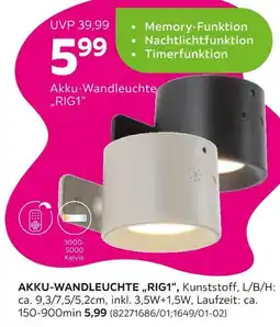 Mömax Akku-wandleuchte „rig1“ Angebot