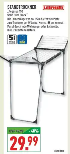 Marktkauf Leifheit standtrockner pegasus 150 solid slim black Angebot