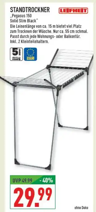 Marktkauf Leifheit standtrockner pegasus 150 solid slim black Angebot