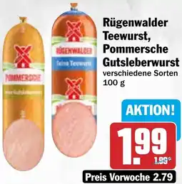 HIT Rügenwalder Teewurst, Pommersche Gutsleberwurst Angebot