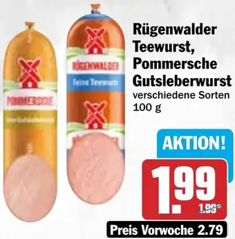 HIT Rügenwalder Teewurst, Pommersche Gutsleberwurst Angebot