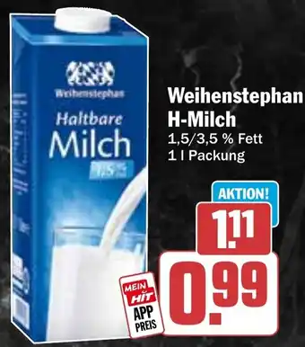 HIT Weihenstephan H-Milch Angebot